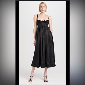 For‎ Love And Lemons Doris Taffeta Midi Corset Dress Black White Lace Medium NWT